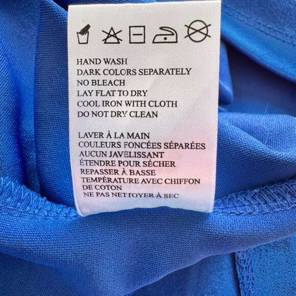 ABS Allen Schwartz Off Shoulder Bell Sleeve Mini Dress Indigo Blue - Picture 5 of 8